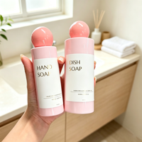 Bouteille cosmétique rose en PET vide de 100 ml, 200 ml, 300 ml avec bouchon à bille et pompe pour toner, huile essentielle, soin de la peau, lotion – Emballage