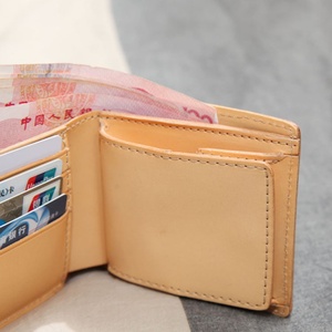 BOSHIHO Italian Vegetable Tanned Leather Slim Bifold <b>Wallet</b> Unisex Portable Vintage Open Closure Coin Pocket Credit Card <b>Holder</b> - Product Image 5