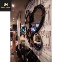 Miroir mural irrégulier en bois fait main de style vintage européen pour entrée, table console, décoration murale, portraits