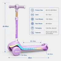 Trottinette à 3 roues pour enfants avec pédale musicale, phare et lumières LED, hauteur réglable, pour les enfants de 2 à 6 ans, certifiée CE
