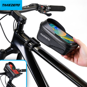 TAKEZERO A2X Sacoche de vélo étanche à coque rigide <span class=keywords><strong>pour</strong></span> cyclisme en extérieur, à dégagement rapide, capacité 1L, écran tactile <span class=keywords><strong>pour</strong></span> téléphone portable, <span class=keywords><strong>pour</strong></span> VTT - Product Image 1