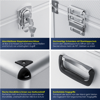 Argent 3IN1 taille personnalisée 3 pièces grande boîte à outils de mécanicien d'instruments en aluminium pour le stockage