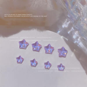 Moka étoiles ongles décorations 2025 nouveauté <span class=keywords><strong>Macaron</strong></span> petite étoile à cinq points fond plat irrégulier diamant ongles accessoires - Product Image 4