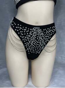 Corsetto da ballo per feste + perizoma a vita alta corsetto donna EDC Rave cristallo Showgirl - Product Image 6