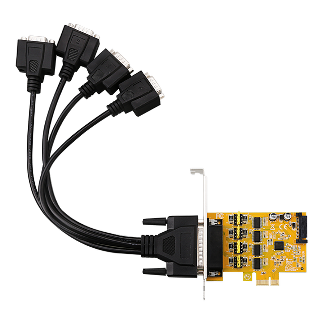 4 Port RS232 DB9  (4S) PCI Express Serial Card With Power Output Supplies 5V or 12V Power
