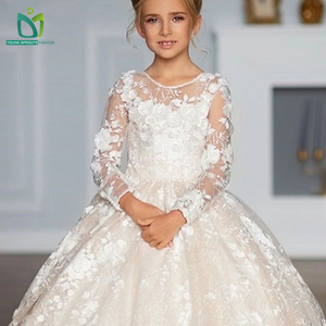 Abito <span class=keywords><strong>da</strong></span> <span class=keywords><strong>Cerimonia</strong></span> Floreale per Bambine 6-12 Anni, Vestito Bianco Formale <span class=keywords><strong>da</strong></span> Matrimonio con Decorazioni a Fiori e Volant per le Stagioni Estive - Product Image 3