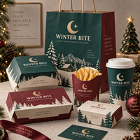 Boîte d'emballage personnalisée pour sandwichs de Noël, boîte en papier pour café à emporter, conteneur d'emballage pour boulangerie, fournisseur de services alimentaires