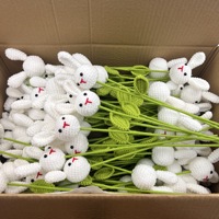 Handgemachte Häkel blume Cartoon Wolle Tierkopf Kitty Schwein Kaninchen Puppe für Schlüssel anhänger Anhänger Auto Hänge tasche Kreatives Geschenk