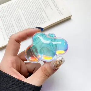 Luxury Colorful 3D Laser Crystal Clear Cloud Mobile Phone Holder Stand Universal Desk Table Lazy Laptop Stand Phone Socket