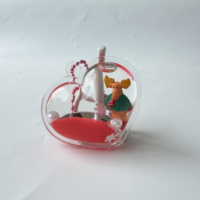 Porte-clés personnalisé en acrylique liquide flottant avec figurine de renne et Père Noël, formes variées, accessoire de décoration de Noël, cadeau souvenir