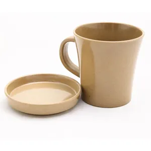 定制升华标志可重复使用的可生物降解稻壳塑料水杯咖啡杯带手柄