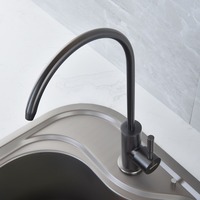 Robinet de cuisine gris bronze brossé, luxe discret, pour eau froide uniquement, 1/4 pouce, pour évier de table basse, compatible purificateur d'eau potable