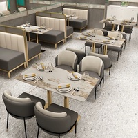 Ensemble de mobilier de restaurant de luxe Contract Light, canapé banquette mural, table à manger, pour hôtel commercial, bar musical, projet 2 places