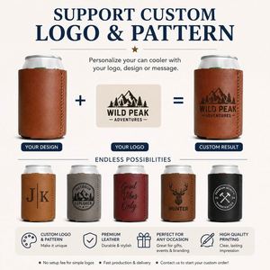 Custom LOGO PU Leather Can Beer Cooler Holder Perfect Promotional <b>Gift</b> for Events Corporate Branding & Giveaways - Product Image 4