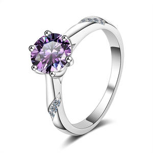 Bague en argent sterling 925 pour femme, classique, avec moissanite colorée de 1/2/3 carats, certifiée nationale, en stock, vente en gros - Product Image 5