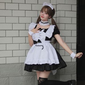 Japanese Style Cat Maid Outfit Black White Embroidered Cosplay Dress Plus Size Lolita Costume Game Anime Role Playing - Product Image 2