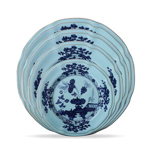 Piatti Ginori con Bordo Blu di Lusso, Piatti in Stile Vintage con Bordo Dorato, Porcellana Bone China per Decorazioni Matrimoniali, Piatto in Ceramica - Product Image 1