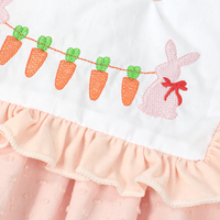 Bébé filles printemps tenue à volants mignon Pâques smocké rose barboteuses points suisses lapin brodé infantile coton bavoir bulle barboteuse