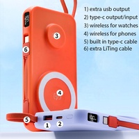 3 en 1 20W Cargador inalámbrico Mini estación de energía portátil con Soporte para reloj y teléfono Micro USB a prueba de agua