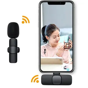 Hoya Klip Kerah Universal Mini 2.4G, Mikrofon Ponsel Pintar Lavalier Nirkabel Kerah Lapel untuk Berita Gedung