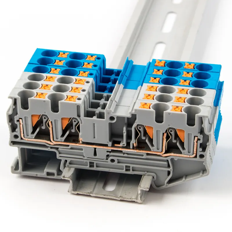 Fast Wiring Connector DIN Rail Terminal Block PT4-QUATTRO Gray Spring Connection Push In Conductors Wire Connector