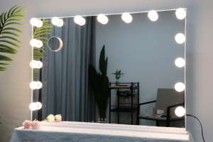 Espejo de tocador BEAUTME de 80x60cm <span class=keywords><strong>con</strong></span> luces, <span class=keywords><strong>espejos</strong></span> de bombillas LED de <span class=keywords><strong>maquillaje</strong></span> grande <span class=keywords><strong>con</strong></span> puerto USB <span class=keywords><strong>para</strong></span> carga de teléfono <span class=keywords><strong>para</strong></span> dormitorio - Product Image 2