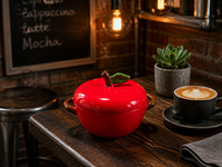 Casserole en céramique en forme de pomme avec couvercle et doubles poignées, pot à soupe en céramique résistant au four, vaisselle créative pour la cuisine et la table