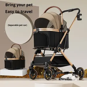 COPOPET JH803-5 léger pliable à quatre roues écologique Oxford matériel poussette pour animaux de compagnie sac détachable pour - Product Image 1