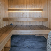 Sauna Tong Kayu Cedar Terlaris, Ruang Sauna Luar Ruangan dengan Pemandangan Panorama yang Indah, Bak Mandi Sauna Tong untuk Terapi Kesehatan