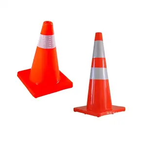 Wholesale Flexible PVC Orange Traffic Safety Road Cone With Reflective Collars