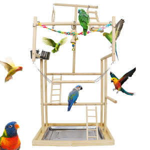 Support de jeu interactif en bois pour perroquet avec échelles et mangeoires pour l'activité des oiseaux - Product Image 1