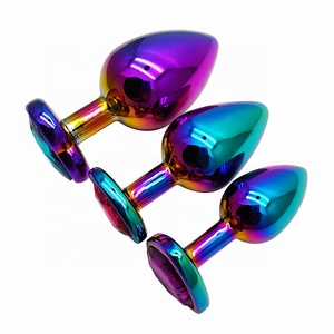 Prise anale colorée en métal <span class=keywords><strong>cristal</strong></span> arc-en-ciel, jouet <span class=keywords><strong>Anal</strong></span> Sexy, pour femmes, 4 pièces - Product Image 3