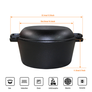 Marmite polyvalente <span class=keywords><strong>en</strong></span> <span class=keywords><strong>fonte</strong></span> pré-assaisonnée 2-<span class=keywords><strong>en</strong></span>-1, ustensile de cuisine, <span class=keywords><strong>cocotte</strong></span> <span class=keywords><strong>en</strong></span> <span class=keywords><strong>fonte</strong></span> double hollandaise - Product Image 2