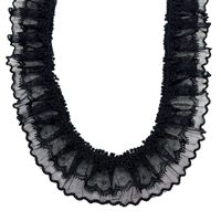 Dentelle brodée florale vintage écologique de 4 cm, noire, en maille élastique froissée à trois couches, pour accessoires de textile de maison, chaussures et sacs
