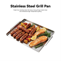 Panier de barbecue en acier inoxydable, plateau de cuisson avec trous de drainage pour l'huile, idéal pour le camping en extérieur
