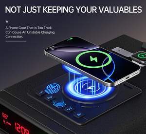 Boîte à armes à feu à écran d'affichage électronique sans fil antivol à domicile, ignifuge et anti-chute, déverrouillage par empreinte digitale et mot de passe - Product Image 6