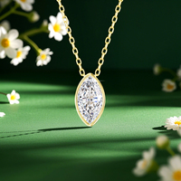 Collier pendentif en moissanite taille marquise 1ct 2ct couleur D VVS1, qualité supérieure, plaqué or 14K, bijoux fins, cadeaux en gros pour femmes