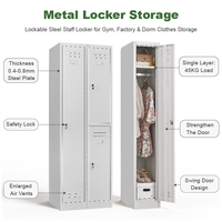 Casier de vestiaire en acier avec serrure, armoire de rangement métallique à porte simple pour vêtements, idéal pour écoles et bureaux