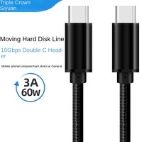 PD60W3A jalur Data tipe-c, kepala ganda 10Gbps pengisian cepat untuk komputer ponsel Hard Disk PVC jaket dengan Braid SHIELD