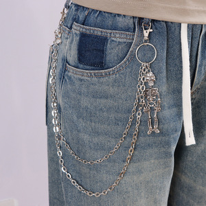 Cadena de cintura Yueli Skeleton, estilo punk de doble capa, plata tibetana, cadena corporal informal a la moda. - Product Image 1
