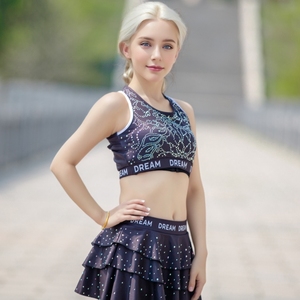 Thấp moq màu sắc tùy chỉnh logo cổ vũ thực hành mặc phát ra tia lửa Crop Top và quần <span class=keywords><strong>short</strong></span> - Product Image 1