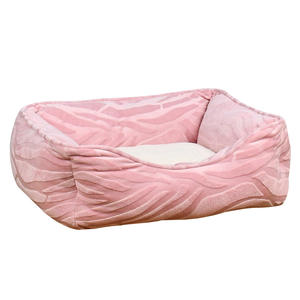 Herstelleranfertigung Neuheit Luxuriöses Komfortables Weiches Plüsch Gestreiftes Quadratisches Haustierbett Waschbares Beruhigendes Bett für Katzen und Hunde Karton - Product Image 4