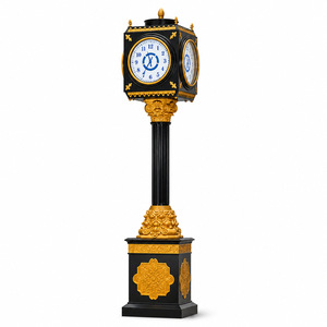 Reloj de Jardín de Estilo Europeo Vintage, Diseño <span class=keywords><strong>Columnar</strong></span> en Negro y Dorado, Números Metálicos Iluminados, Hecho a Medida - Product Image 5