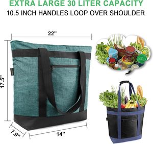 Bolsa Térmica de Cuero <span class=keywords><strong>BeeGreen</strong></span>, Aislada, Suave, con Cierre, Asa Superior, Tamaño Grande, para Playa, Viajes, Compras, Entrega - Morado - Product Image 4