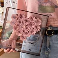 Cadeaux personnalisables QY pour la Saint-Valentin et la fête des mères, boîtes en acrylique CD roses éternelles, boîtes de fleurs de roses préservées