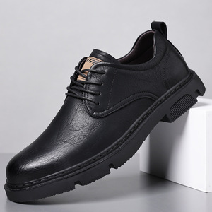 Zapatos Casuales de Negocios para Hombre, de Cuero Genuino, Punta Redonda, con Cordones, Transpirables, Suela de Goma, Estilo Moderno para Todas las Temporadas - Product Image 3