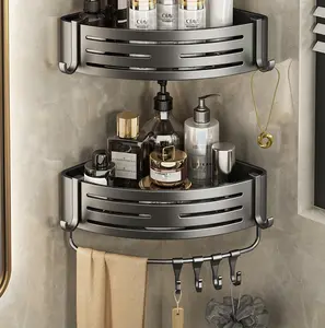 Hot Verkoop Multi Aluminium Muur Zelfklevende Beugel Rek Opbergruimte Douche Caddy Badkamer Hoekplank