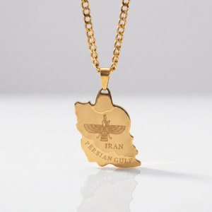 Collares de Plata y Oro PVD Antideslustre de Moda, Joyería Fina de Acero Inoxidable 316L, Collar con Mapa de Irán para Mujer - Product Image 1
