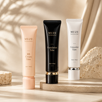 Tube Kosmetik Oval Grosir MUZE 30ml 50ml, Logo & Warna Custom, PCR-PE, untuk Foundation Cair, BB Cream, Tabir Surya