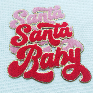 Écusson <span class=keywords><strong>de</strong></span> vacances joyeux et lumineux personnalisé noël grandes lettres chenille serviette broderie fer sur patchs pour vêtements - Product Image 3
